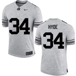 Men's Ohio State Buckeyes #34 Carlos Hyde Gray Nike NCAA College Football Jersey July BOK5644RP